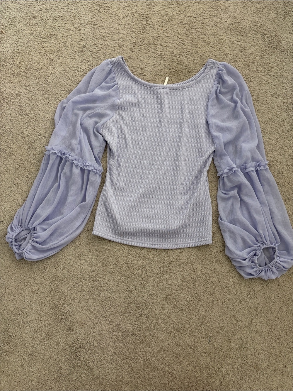 Anthropologie Lavender Sheer Puff-Sleeve Top